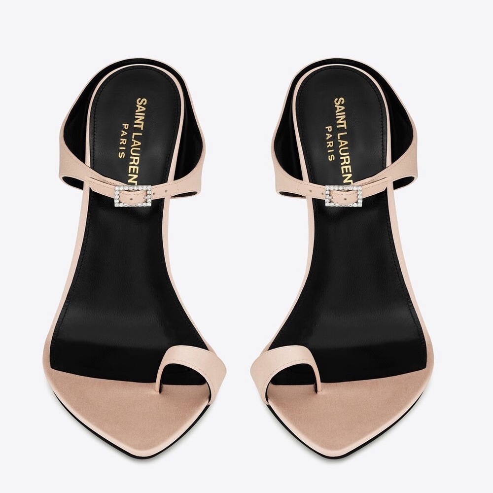 NEW SAINT LAURENT DIVE MULES SILK SATIN {$1,050} POINTED OPENTOE RHINESTONE 41.5 - Picture 1 of 8